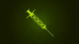 Green minimalistic syringe digital art hazard wallpaper