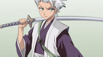 Hitsugaya toshiro white hair simple background swords