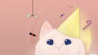 Light pink cats party presents birthday drun handmade wallpaper