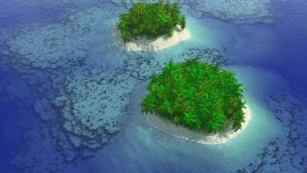 Ocean nature trees cgi islands wallpaper