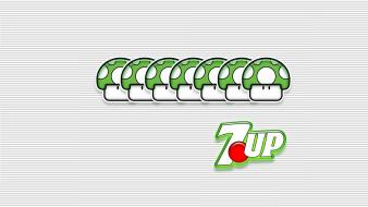 Super mario mushrooms 7up one-up white background wallpaper