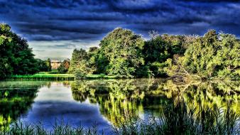 Water nature trees ponds wallpaper