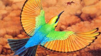 Birds insects artwork bee eaters wallpaper
