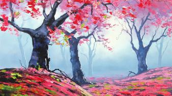 Paintings landscapes trees autumn (season) drawings wallpaper