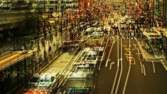 Roads artwork cities multiple exposure stephanie jung wallpaper