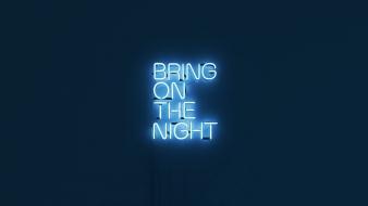 Blue night lamps shine neon wallpaper