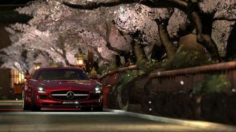 Burgundy gran turismo 5 sls amg complex magazine wallpaper