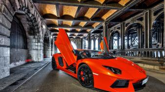 Cars orange lamborghini aventador exotic wallpaper