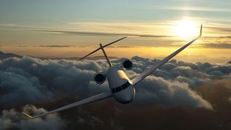 Clouds sun aircraft wallpaper