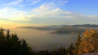 Fog panorama bosnia and herzegovina nature green sarajevo wallpaper