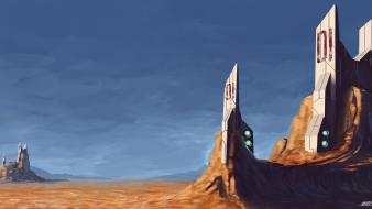 Futuristic desert artwork wallpaper