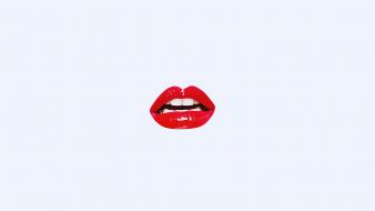 Minimalistic lips white background wallpaper