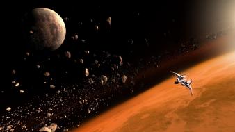 Outer space spaceships wallpaper