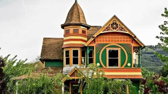 Usa oregon victorian houses wallpaper