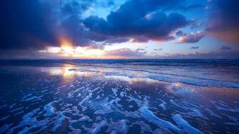 Water sunset ocean clouds beach foam wallpaper