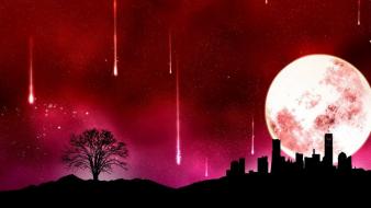 Abstract silhouette meteor shower wallpaper
