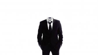 Anonymous suit tie monochrome white background wallpaper