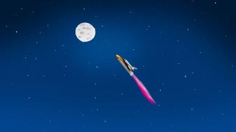 Blue moon rocket space skies wallpaper