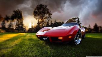 Corvette depth of field red cars classic wallpaper