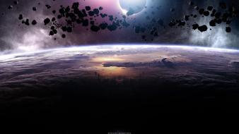 Fantasy outer space dark planets art background wallpaper