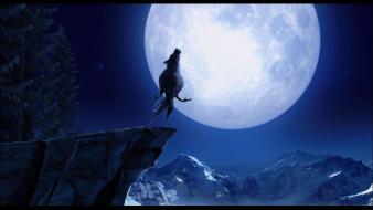 Nature moon werewolf widescreen howl wallpaper