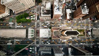 New york city roads cities aerial view wallpaper