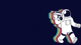 Outer space astronauts boombox wallpaper