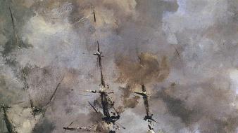 Paintings clouds boats artwork french manet impressionism sea wallpaper