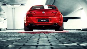 Red cars vehicles bmw m6 rear view