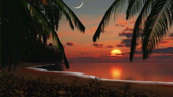 Sunset nature tropical paradise widescreen wallpaper