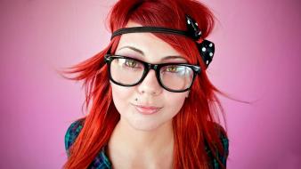 Tattoos women redheads glasses piercings headbands wallpaper