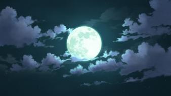 Clouds night moon skies wallpaper