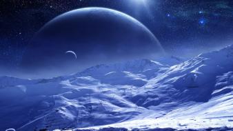 Outer space planets digital art science fiction wallpaper