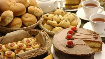 Tea fruits food cookies bread pie rolls cakes wallpaper
