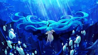 Vocaloid hatsune miku bubbles deep sea twintails