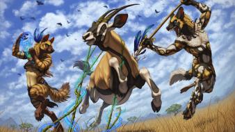 Animals hunter prey hunting final skies wallpaper