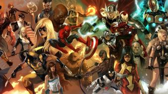 Comics dual screen marvel characters wield wallpaper