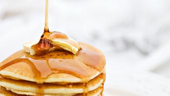Food pancakes maple syrup butter wallpaper