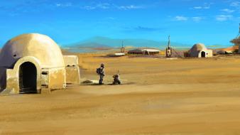 Movies futuristic desert science fiction artwork tatooine