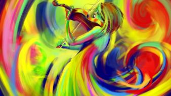 Multicolor violins digital art 3d wallpaper