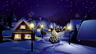 Night lights christmas holidays wallpaper