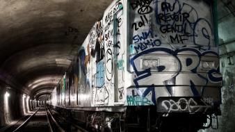 Paris graffiti urban metro subway abandoned tracks wallpaper