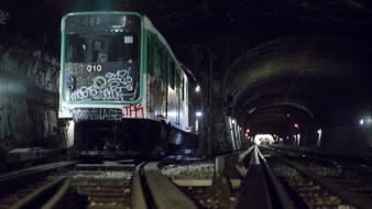 Paris graffiti urban metro subway abandoned tracks wallpaper