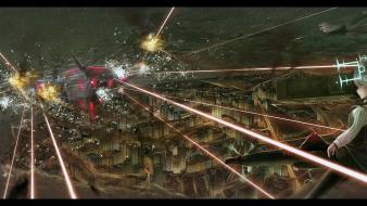 Strike witches weapons vehicles white hair cities lasers wallpaper