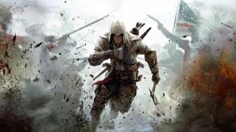 Tomahawk arrows american flag hooded connor musketeer wallpaper