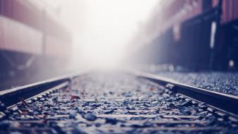 Bokeh sunlight railroad tracks depth of field wallpaper