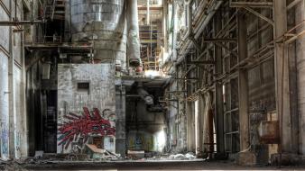 Cityscapes austria graffiti europe machinery abandoned factory wallpaper
