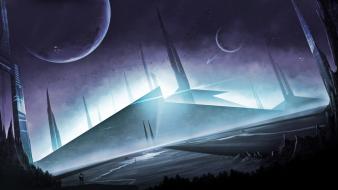 Futuristic planets fantasy art digital artwork wallpaper