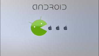 Gray android pac-man apples eater eat wallpaper