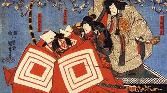 Japanese people kimono artwork traditional art kabuki wallpaper